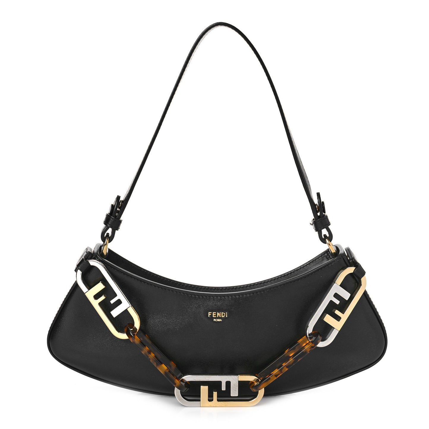 Vitello Queen Palmellato Fendi O'Lock Swing Black