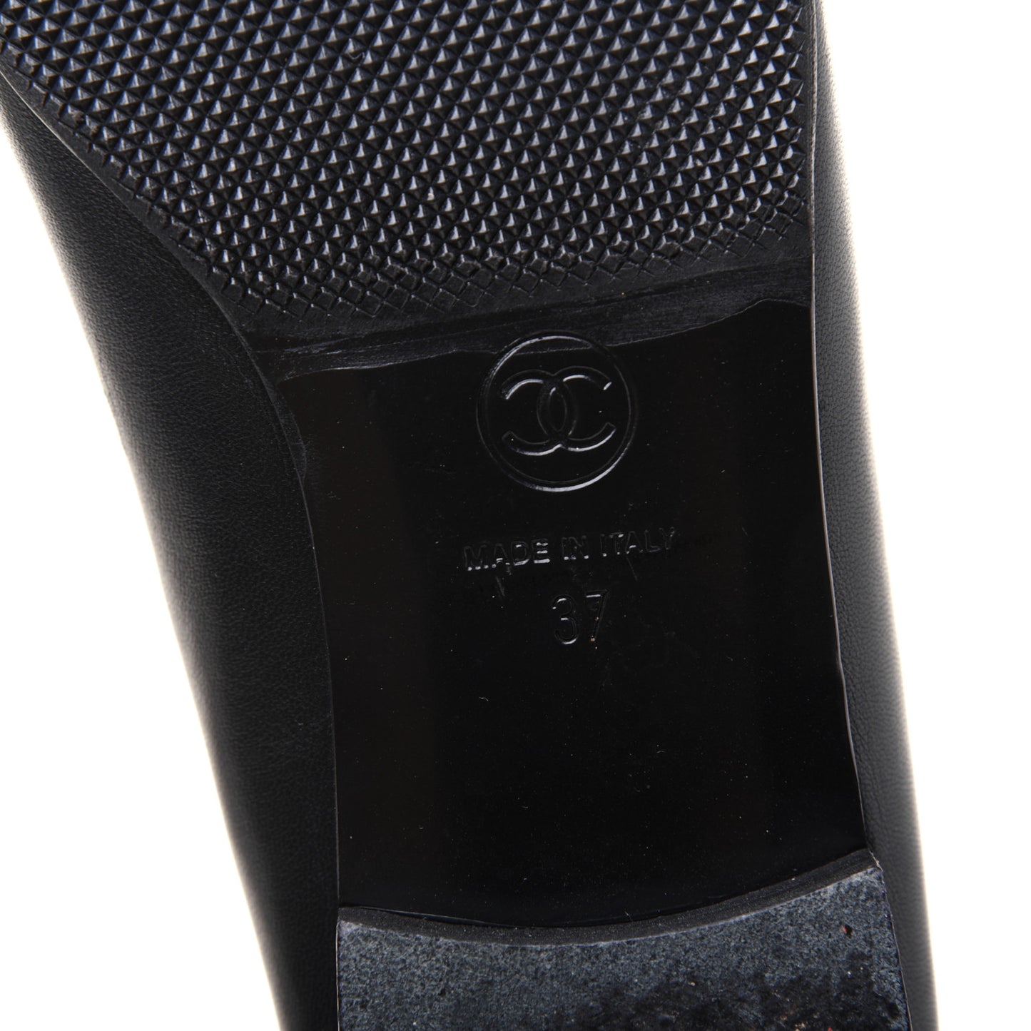 Lambskin Patent Cap Toe Ballerina Flats 37 Black