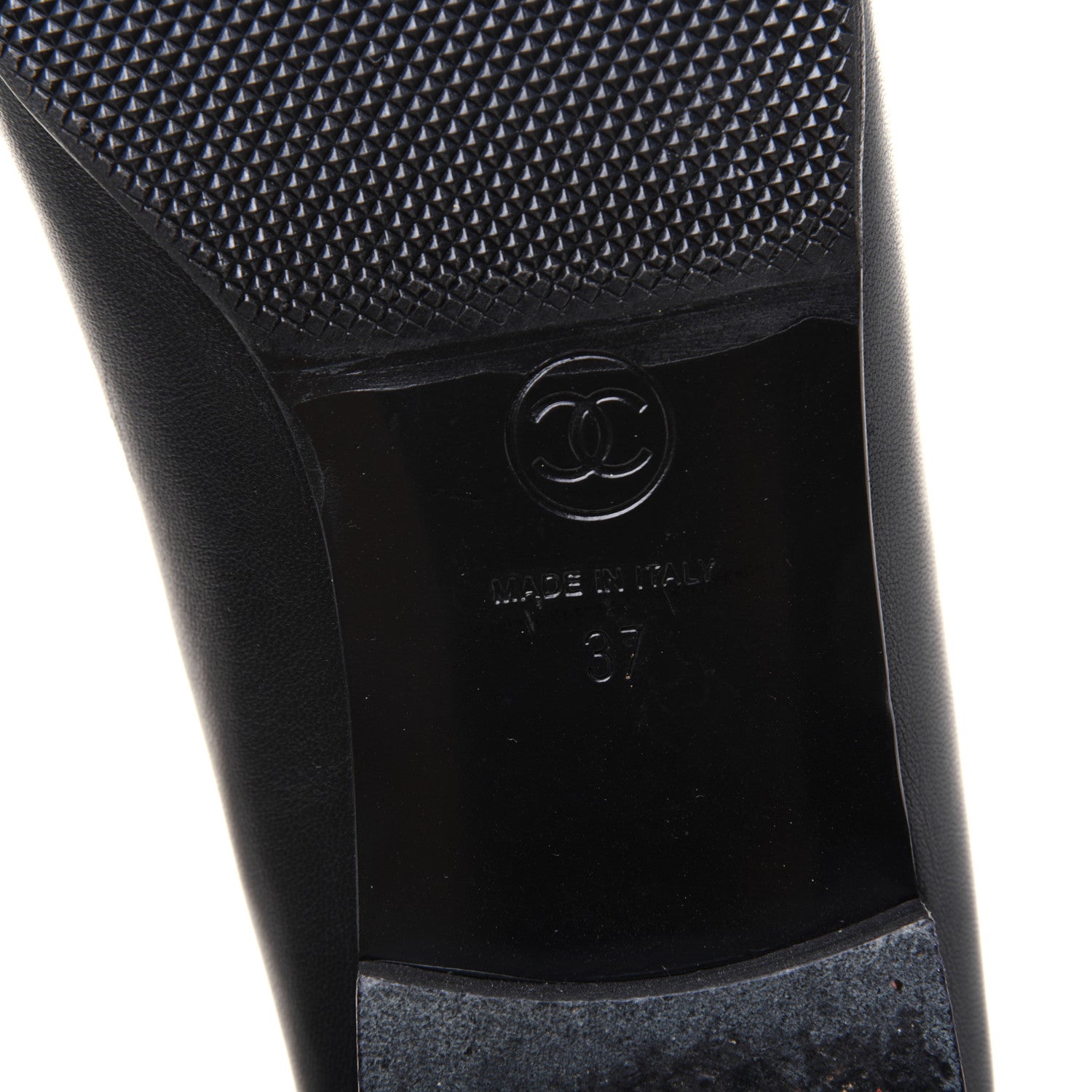 Chanel Lambskin Patent Cap Toe Ballerina Flats 37 Black 7 of 20
