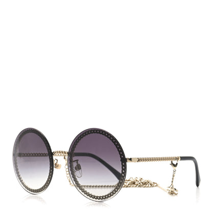 Chanel Round Chain Sunglasses 4245 Gold 1 of 7