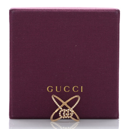 Gucci 18K Yellow Gold Diamond Running G Cross Pave Ring 56 7.5 5 of 5
