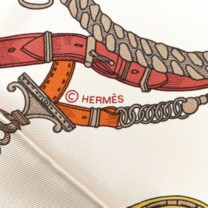 Hermes Silk Les Cheveaux Dechaines Scarf 90 Cream Orange Cuit 4 of 5