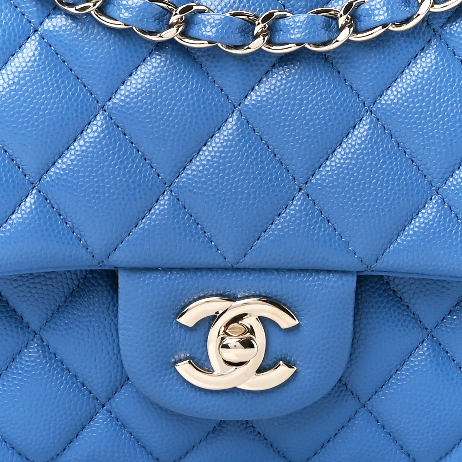Chanel Caviar Quilted Medium Double Flap Blue 9 of 11