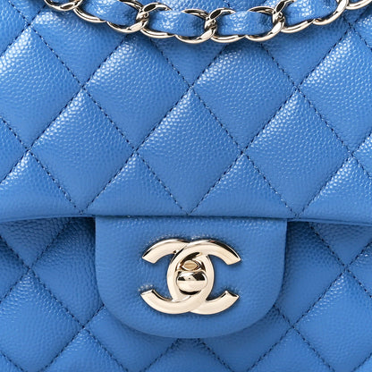 Chanel Caviar Quilted Medium Double Flap Blue 9 of 11