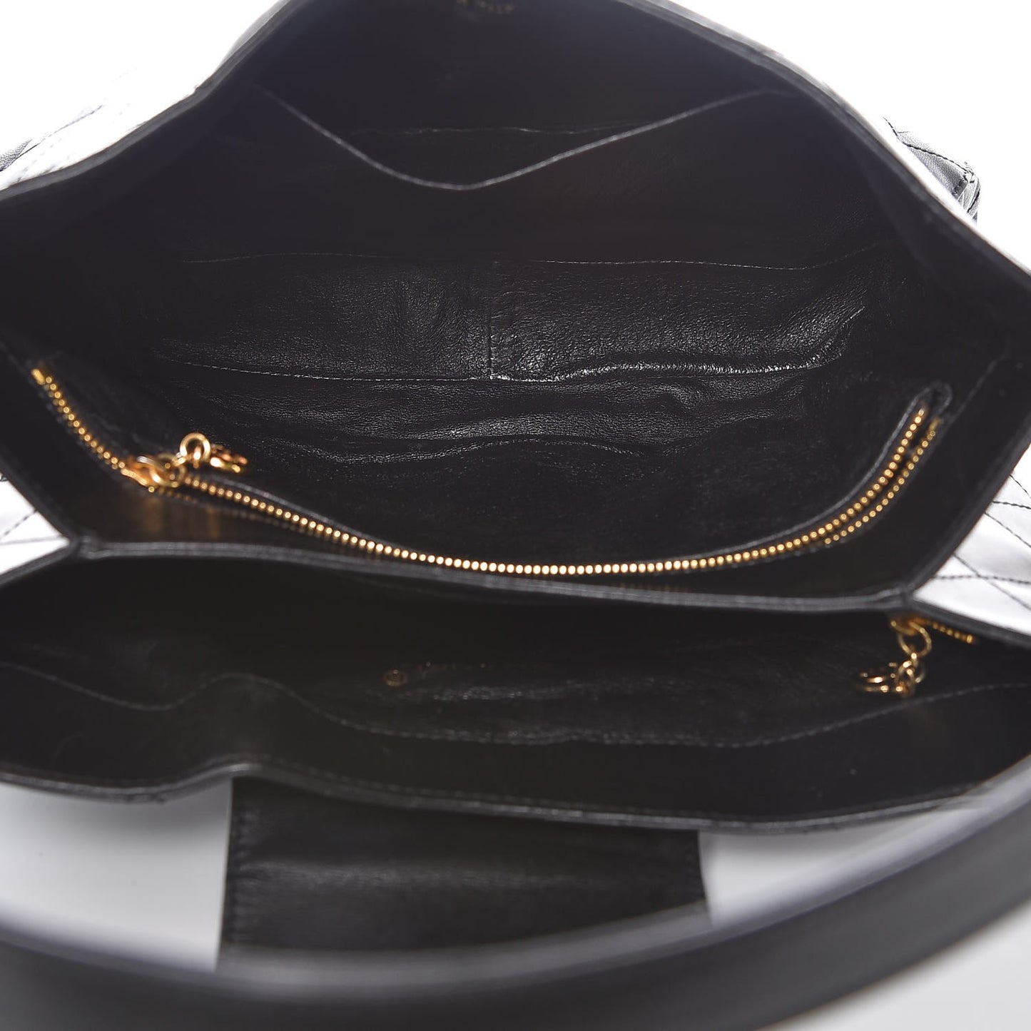 Lambskin Stitched Shoulder Bag Black