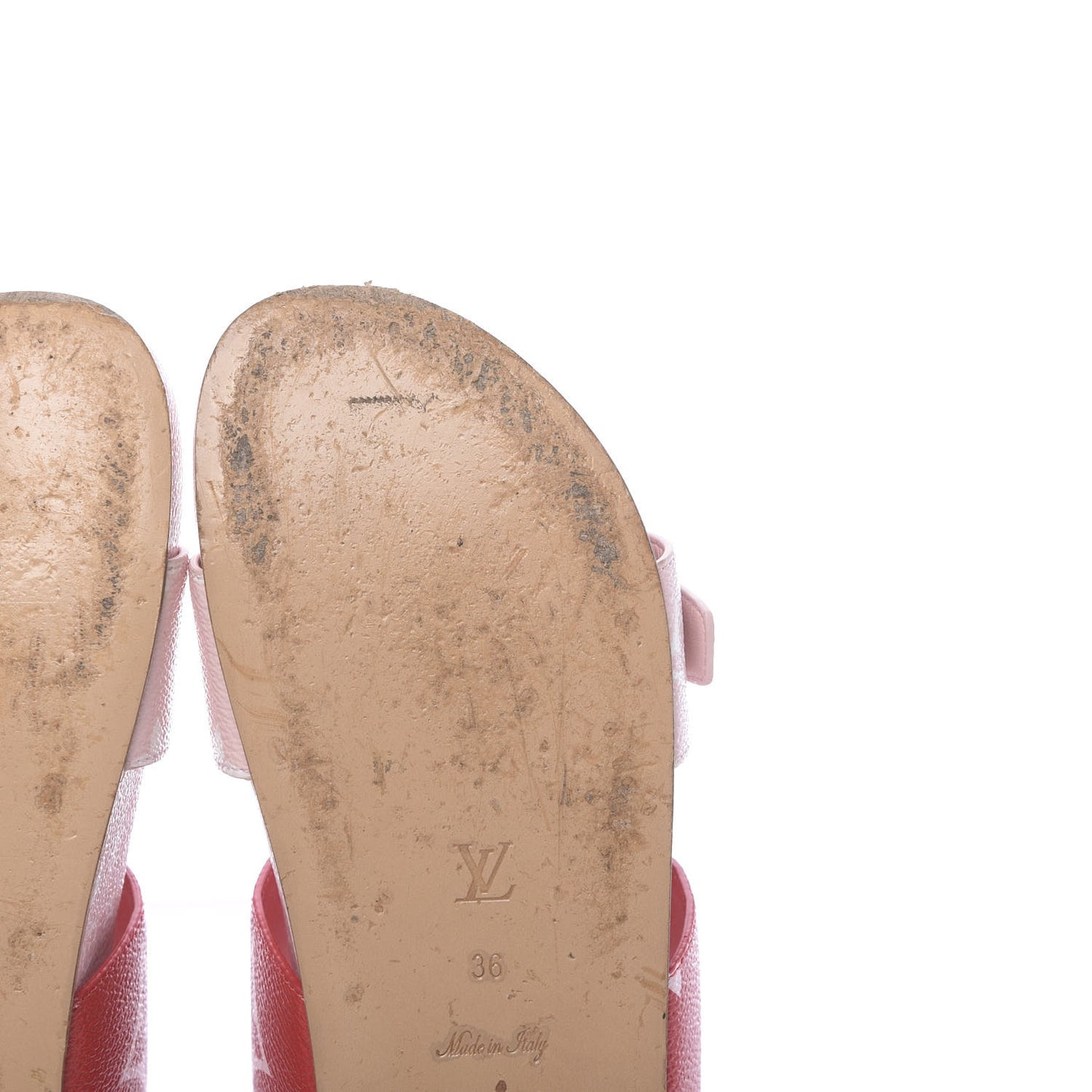 Monogram Giant Bom Dia Flat Mule Sandals 36 Rouge Rose