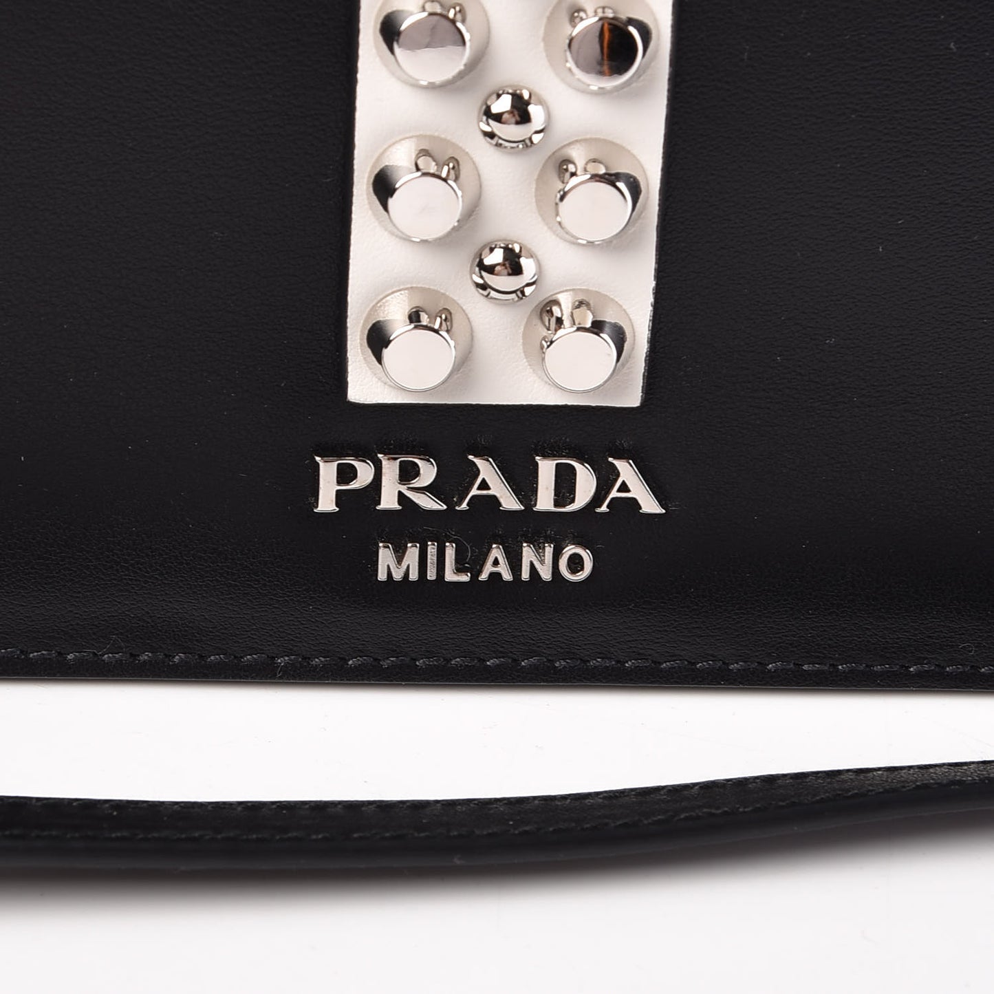 Saffiano City Calfskin Studded Elektra Shoulder Bag Black Fuoco
