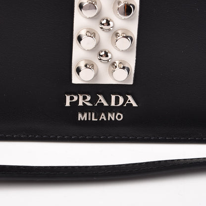 Prada Saffiano City Calfskin Studded Elektra Shoulder Bag Black Fuoco 7 of 12