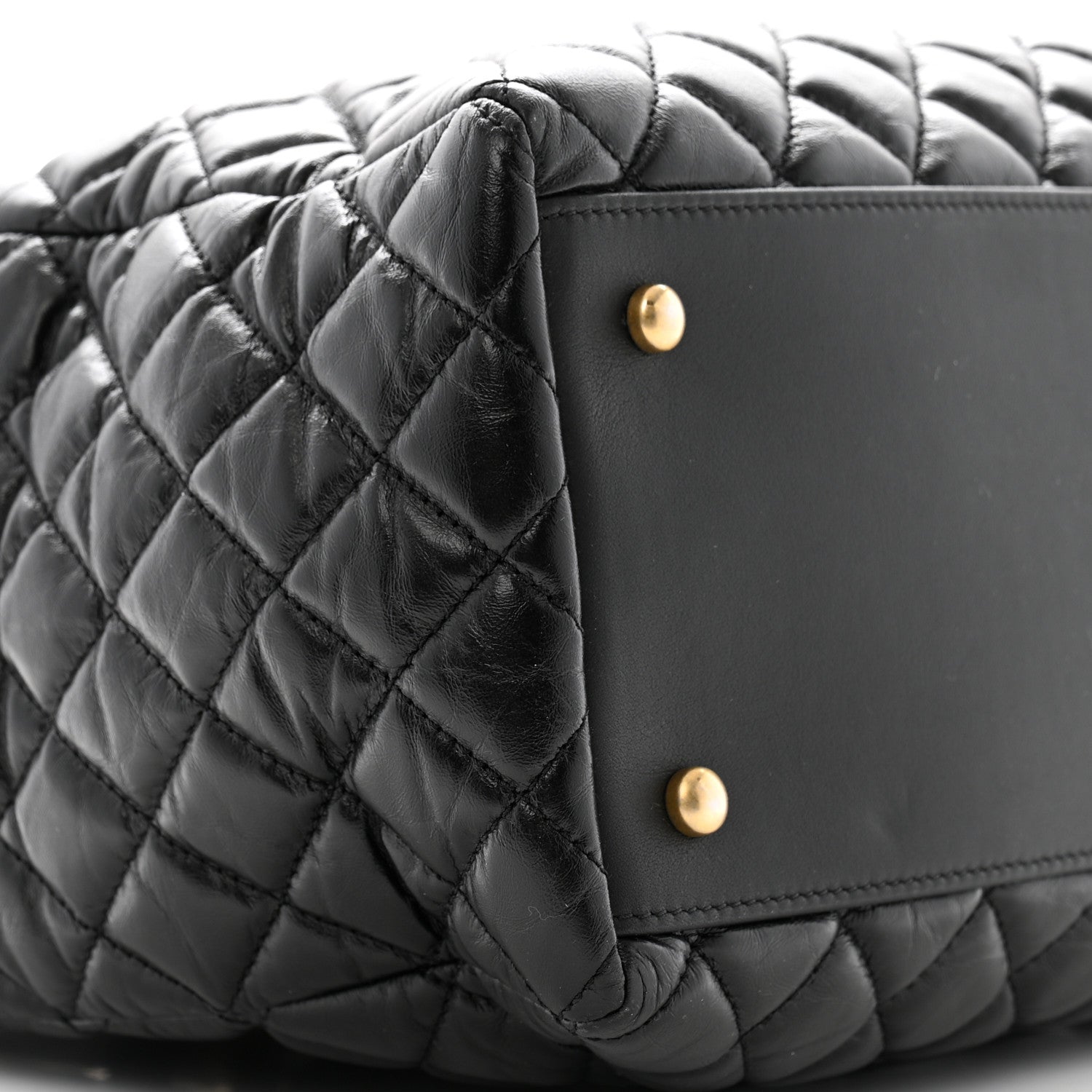 Chanel Aged Calfskin Quilted Large Coco Handle Shopping Tote Black 10 of 14