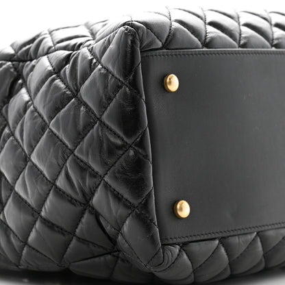 Chanel Aged Calfskin Quilted Large Coco Handle Shopping Tote Black 10 of 14