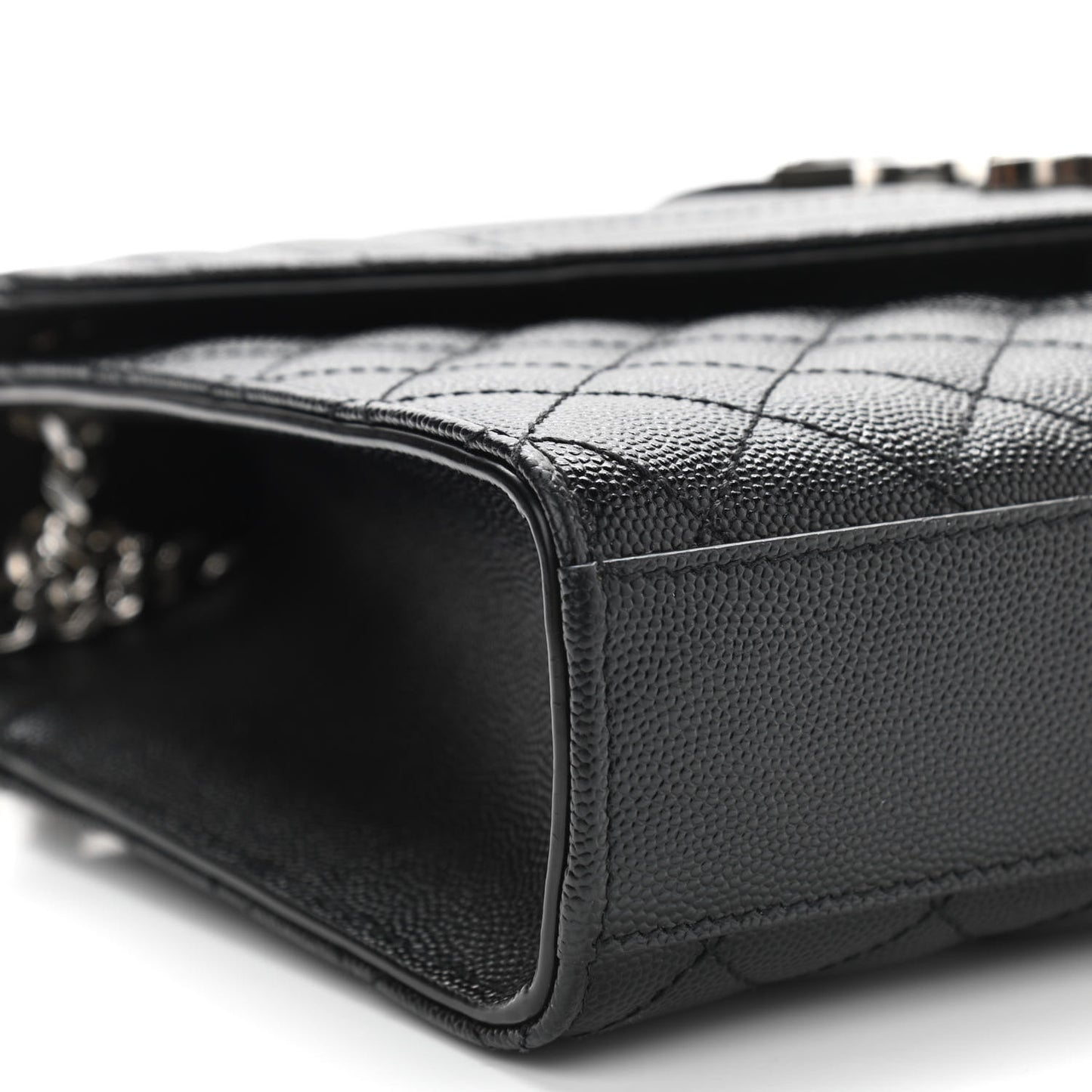 Grain De Poudre Textured Mixed Matelasse Triquilt Medium Monogram Satchel Black