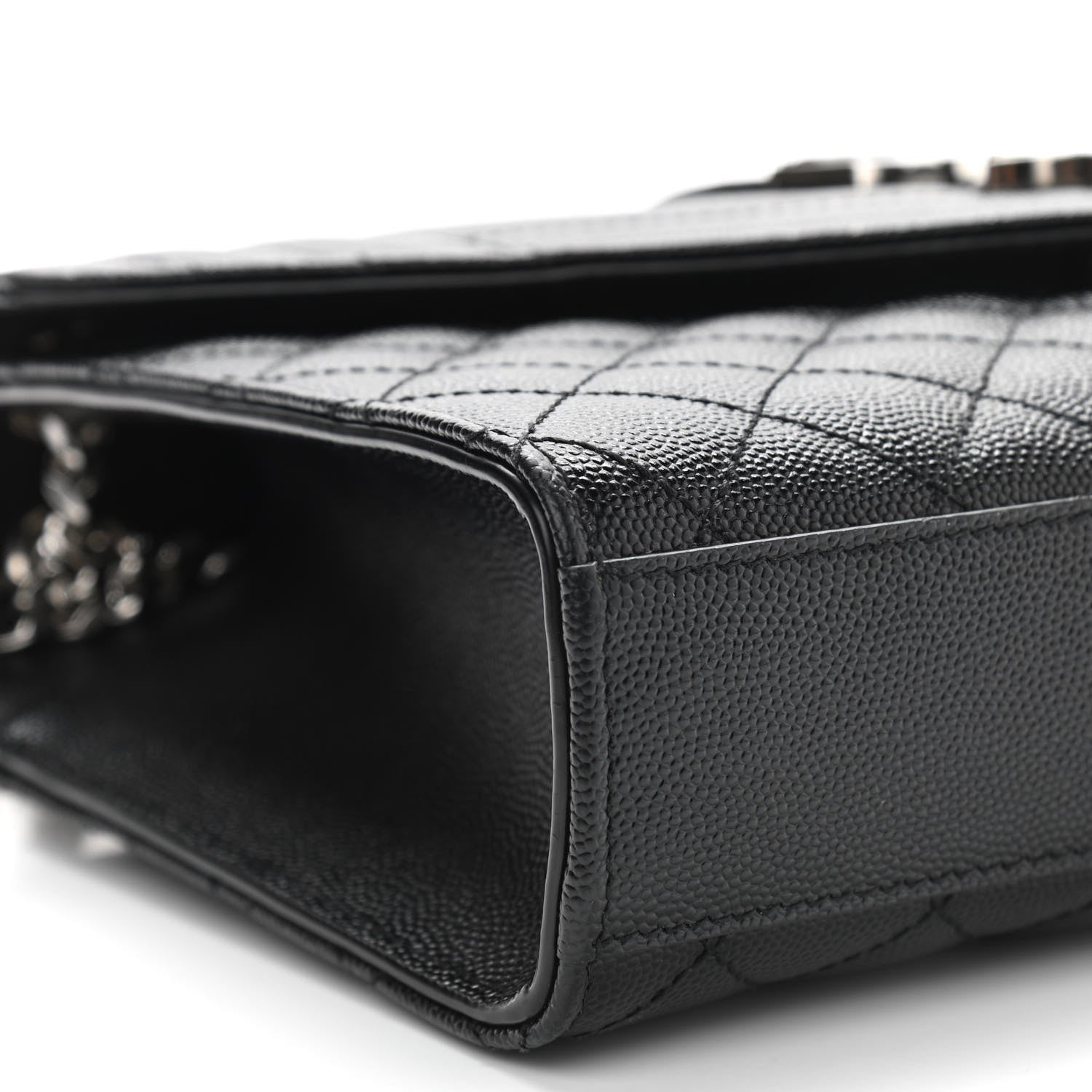 Saint Laurent Grain De Poudre Textured Mixed Matelasse Triquilt Medium Monogram Satchel Black 9 of 10