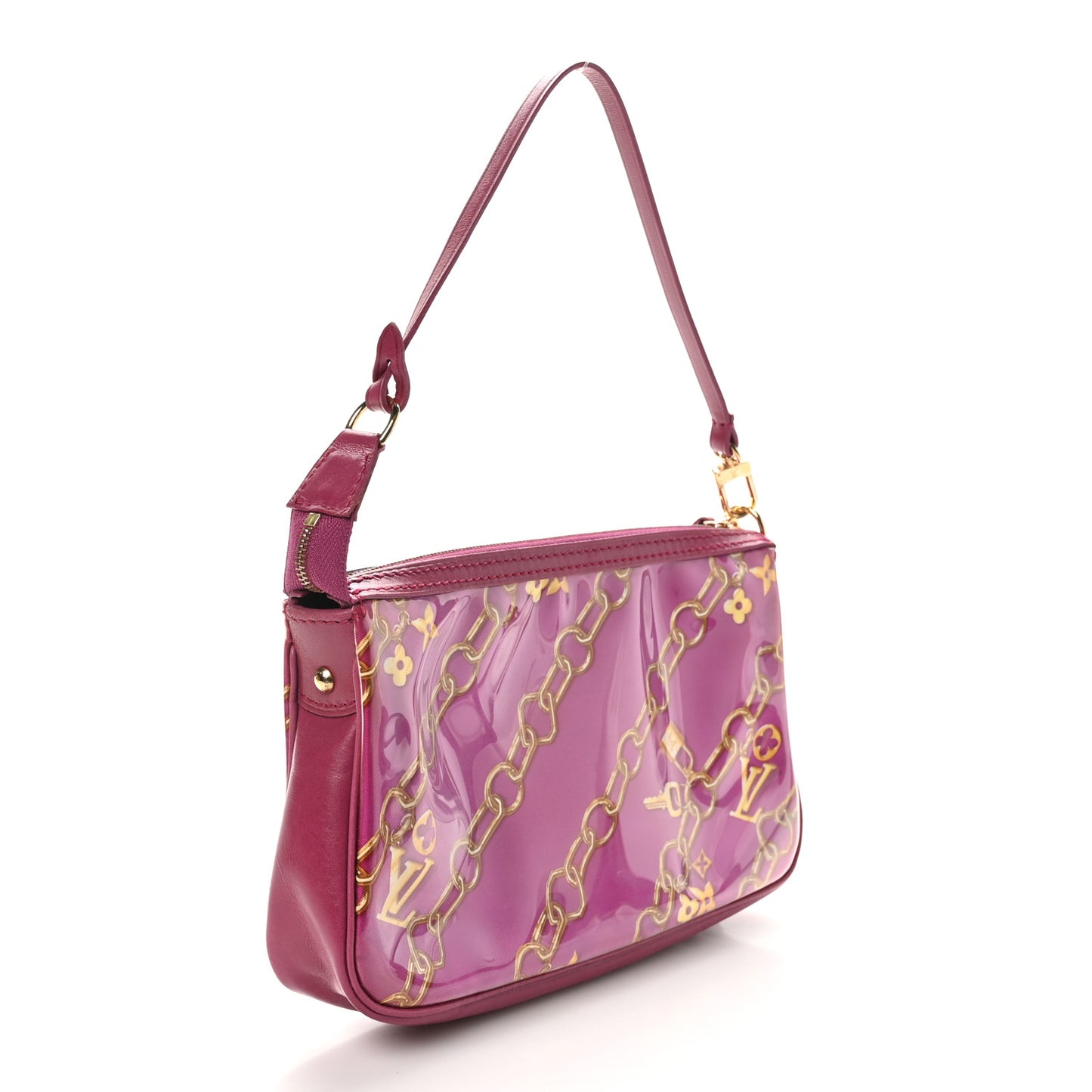 Monogram Charms Pochette Accessories Bag Fuchsia
