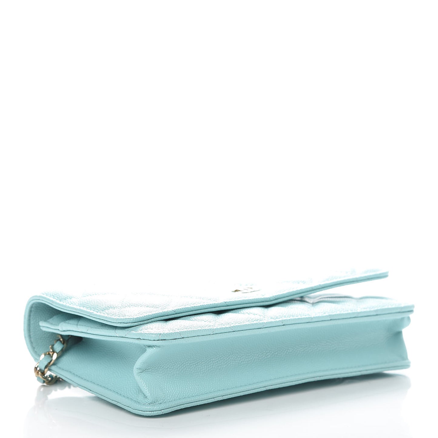 Caviar Quilted Wallet On Chain WOC Light Blue
