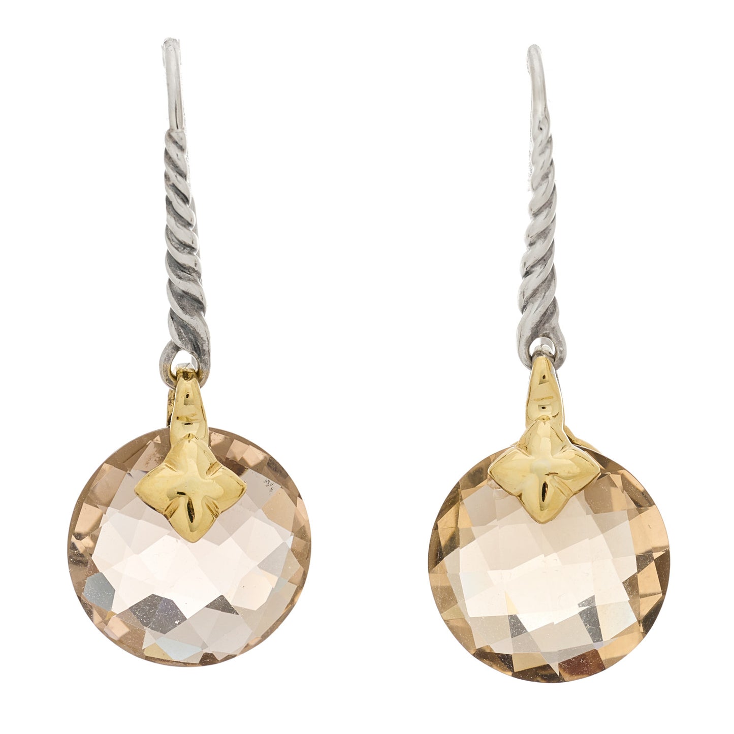 Sterling Silver 18K Yellow Gold Smoky Quartz Capri Drop Earrings