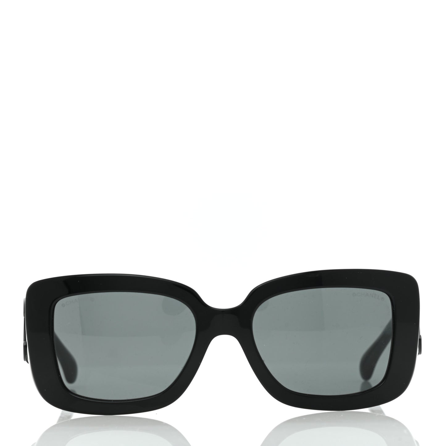 Acetate Calfskin Polarized Square Sunglasses 5473-Q-A Black