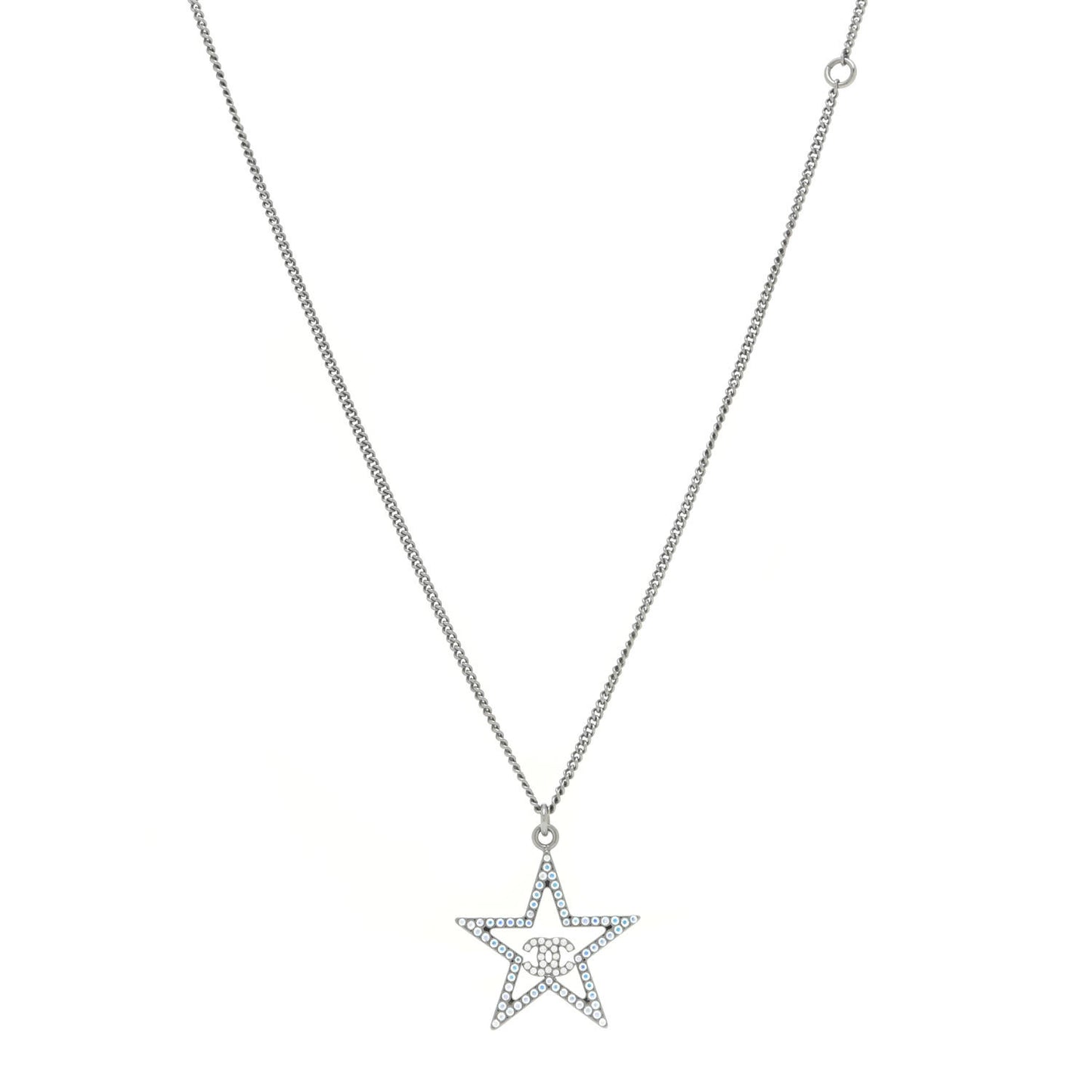 Ruthenium Crystal Star CC Necklace Iridescent Pink