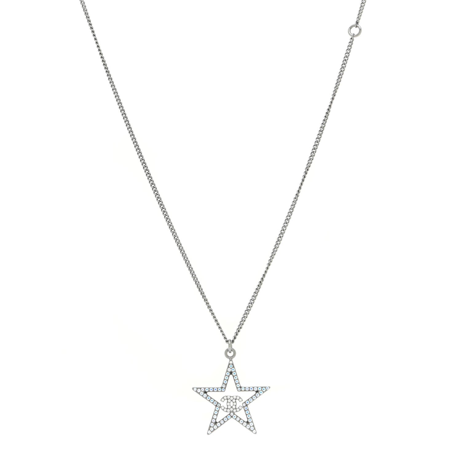 Chanel Ruthenium Crystal Star CC Necklace Iridescent Pink 1 of 7