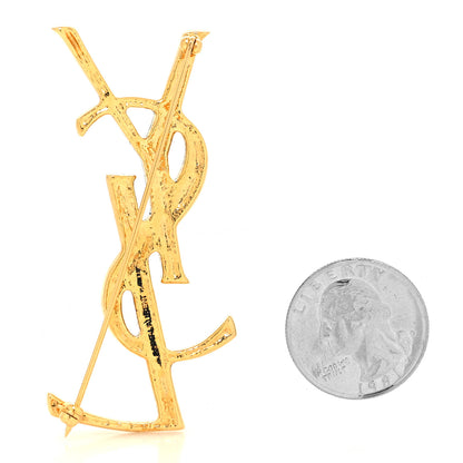 Saint Laurent Monogram Crocodile Opyum Brooch Gold 2 of 3