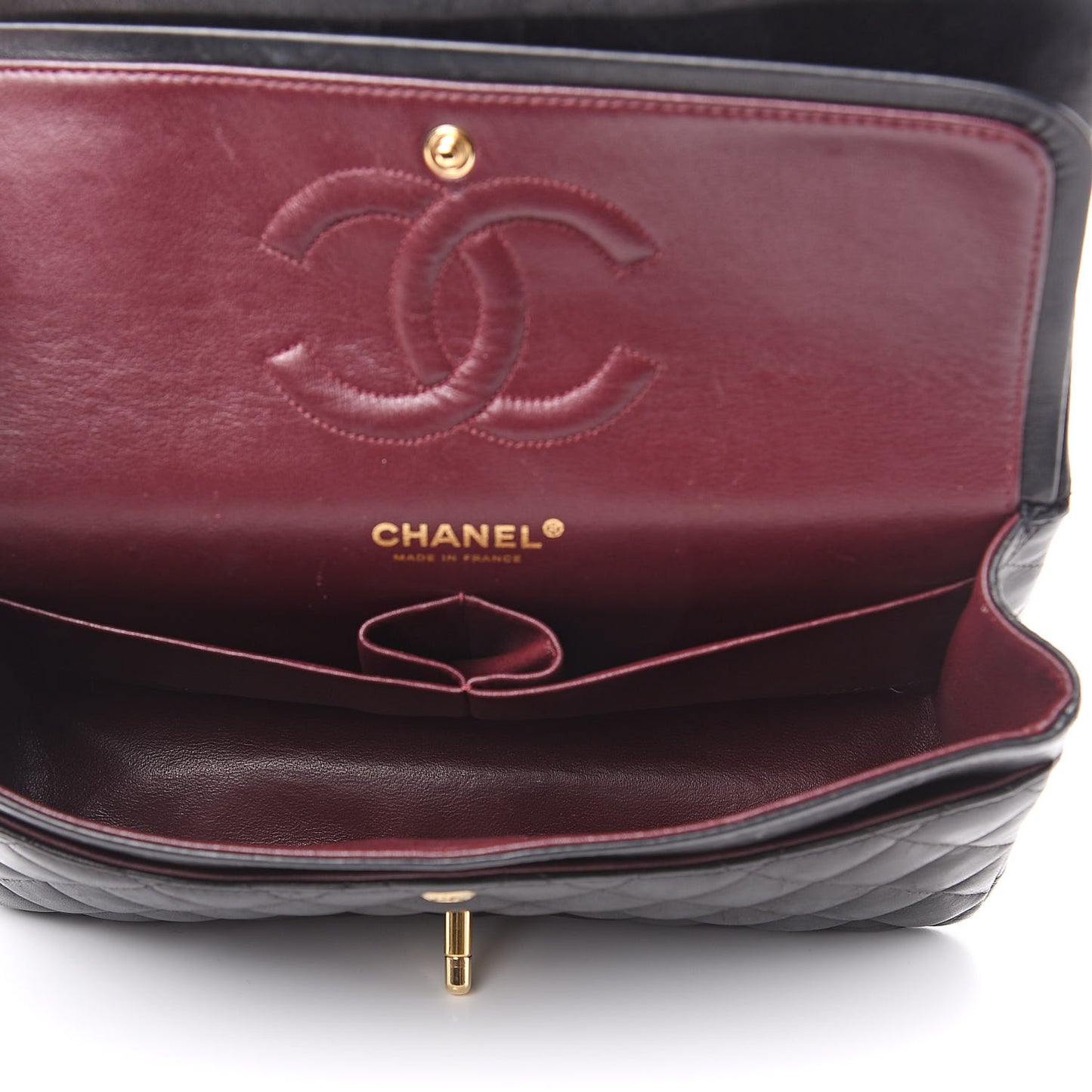 Lambskin Quilted Medium Double Flap Black