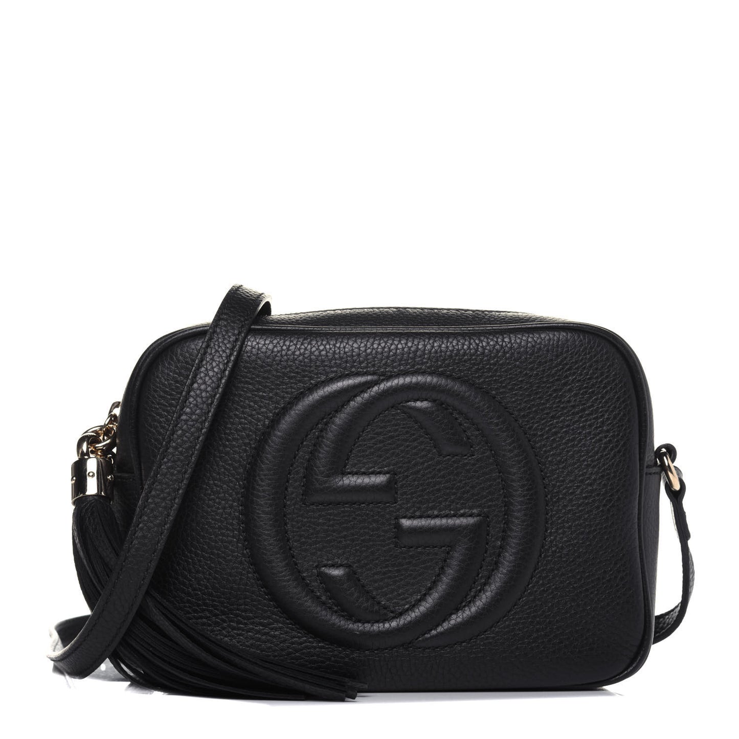 Pebbled Calfskin Small Soho Disco Bag Black