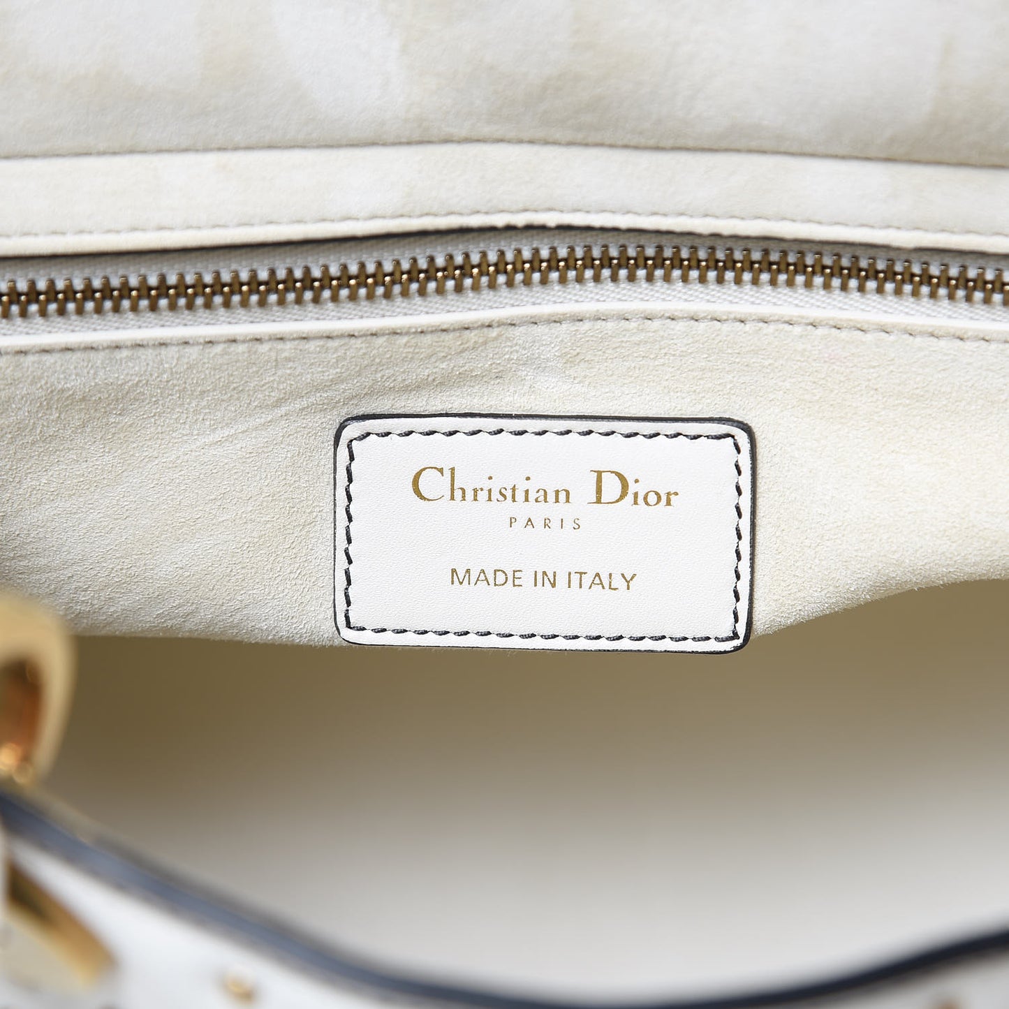 Calfskin Cannage Studded Medium Supple Lady Dior White
