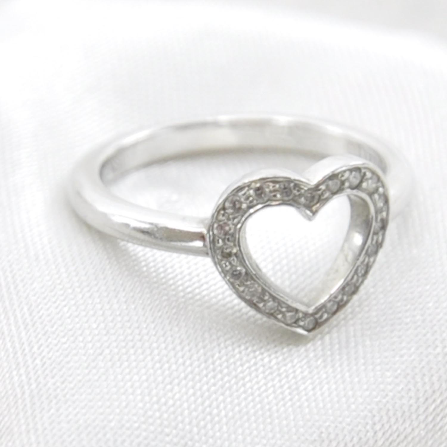 Tiffany Platinum Diamond Heart Ring 3.25 1 of 6