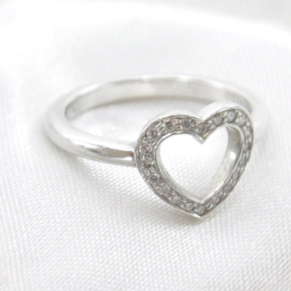 Tiffany Platinum Diamond Heart Ring 3.25 1 of 6