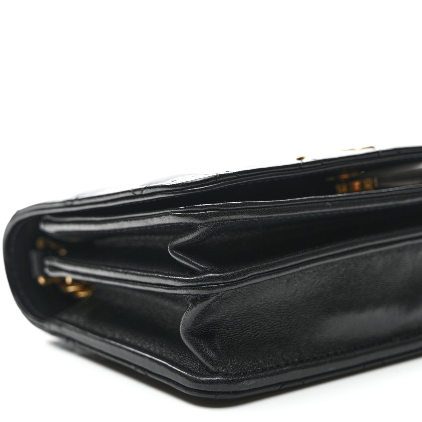 Lambskin Quilted Enamel Logo Clutch on Chain WOC Black