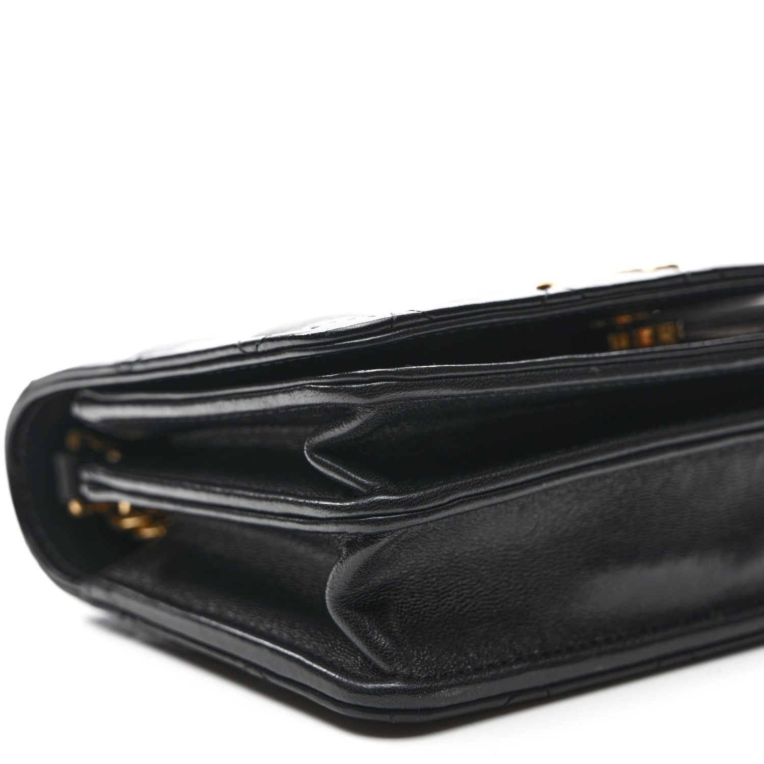 Chanel Lambskin Quilted Enamel Logo Clutch on Chain WOC Black 10 of 12