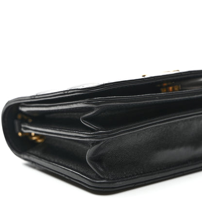 Chanel Lambskin Quilted Enamel Logo Clutch on Chain WOC Black 10 of 12