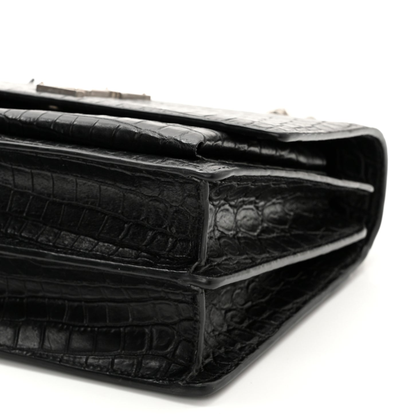 Calfskin Crocodile Embossed Medium Monogram Sunset Black