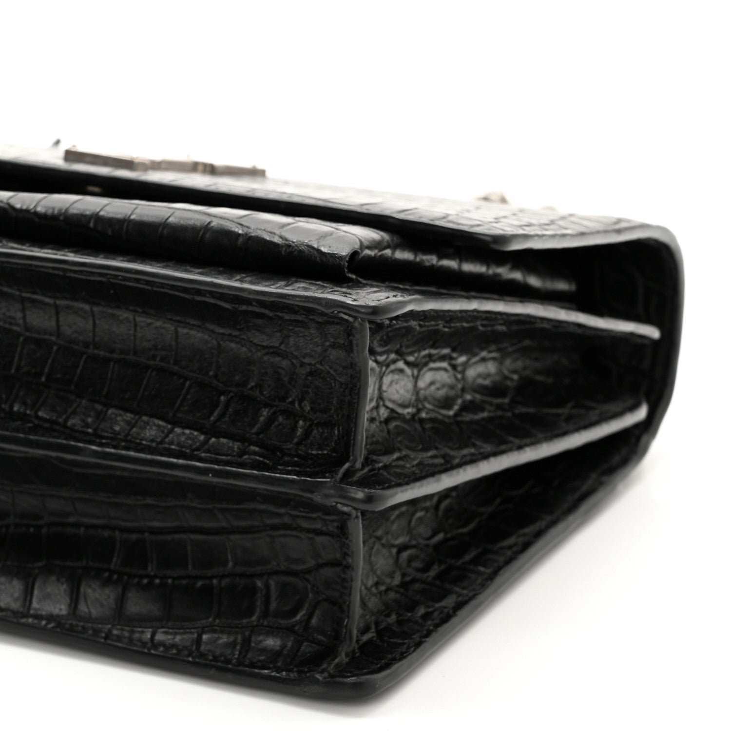 Saint Laurent Calfskin Crocodile Embossed Medium Monogram Sunset Black 11 of 13