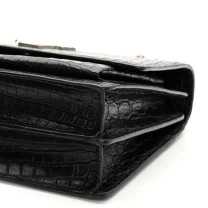 Saint Laurent Calfskin Crocodile Embossed Medium Monogram Sunset Black 11 of 13