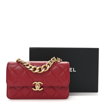 Chanel Lambskin Quilted Chunky Chain Handle Mini Flap Red 11 of 11