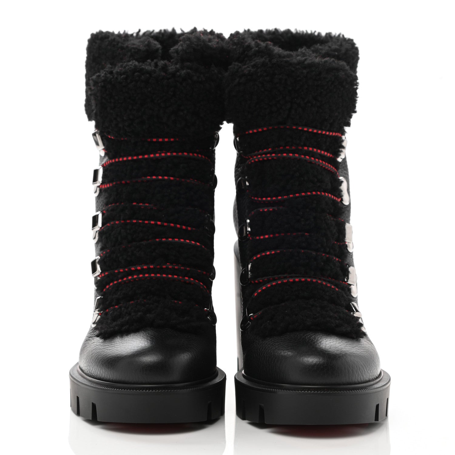 Christian Louboutin Grained Calfskin Shearling Edelvizir 70 Ankle Boots 37 Black 2 of 7