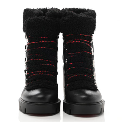 Christian Louboutin Grained Calfskin Shearling Edelvizir 70 Ankle Boots 37 Black 2 of 7