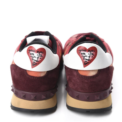 Valentino Garavani Fabric Suede L'Amour Womens Rockrunner Sneakers 37.5 Red 5 of 10