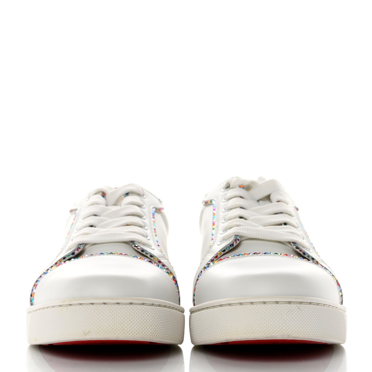 Calfskin Crystal Vieira Flat Sneakers 41 White