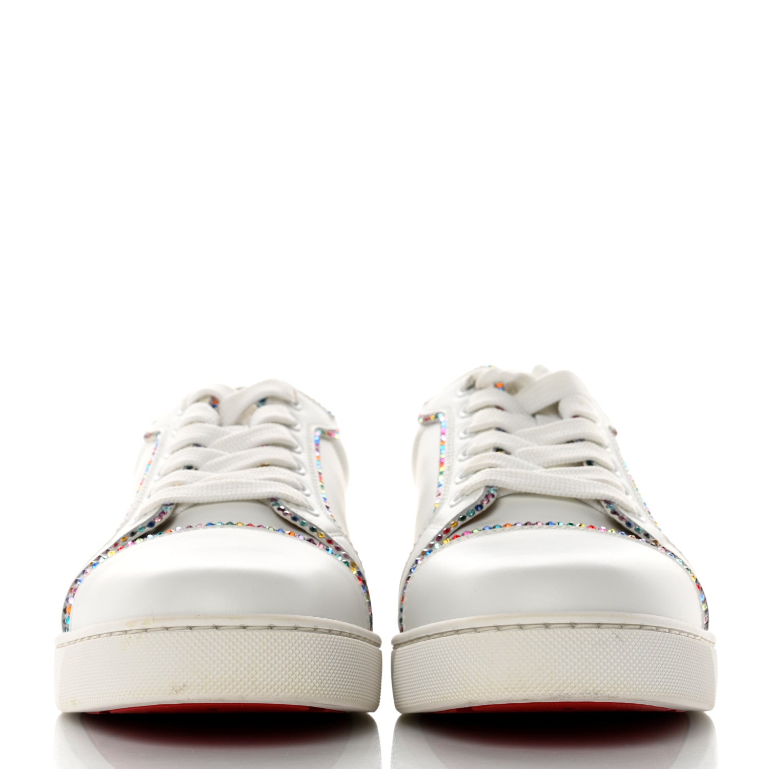 Christian Louboutin Calfskin Crystal Vieira Flat Sneakers 41 White 2 of 9
