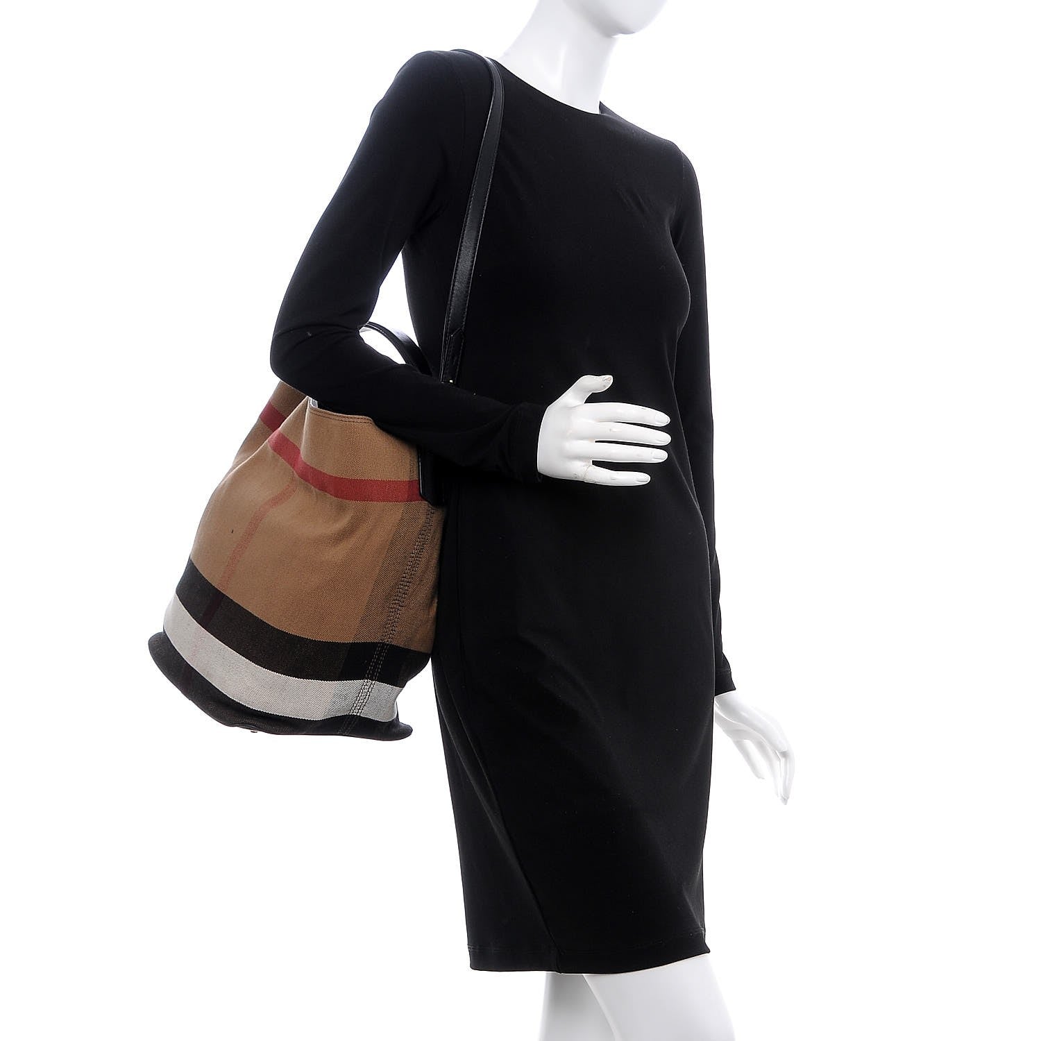 Burberry Canvas Mega Check Medium Ashby Hobo Black 2 of 8