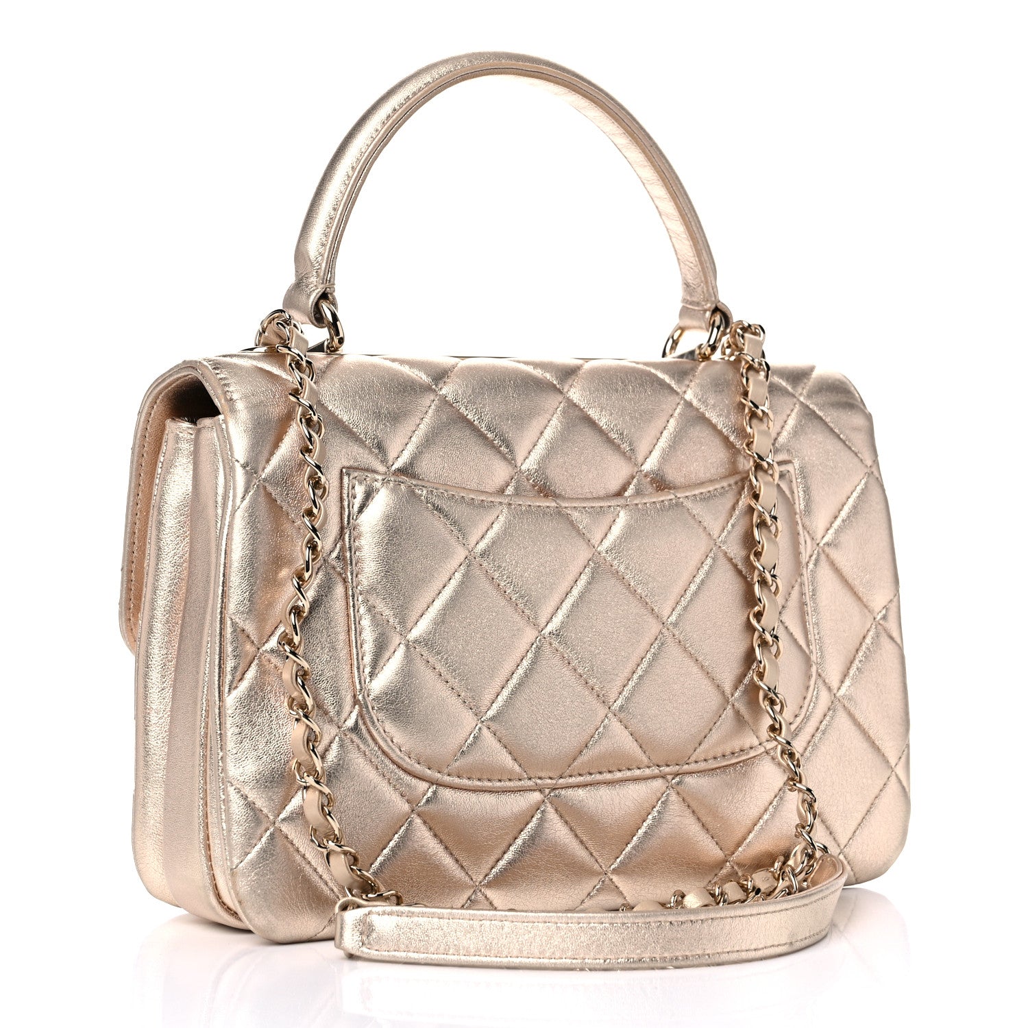 Chanel Metallic Lambskin Quilted Small Trendy CC Flap Dual Handle Bag Gold 3 of 17