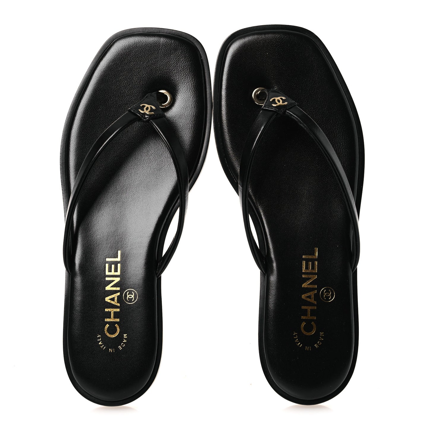 Goatskin CC Times Square Thong Sandals 37 Black