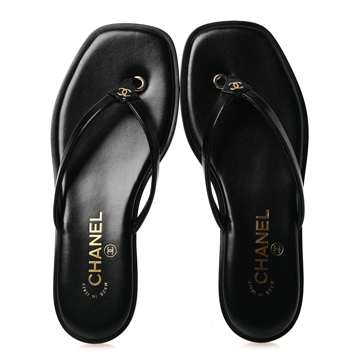 Chanel Goatskin CC Times Square Thong Sandals 37 Black 2 of 12