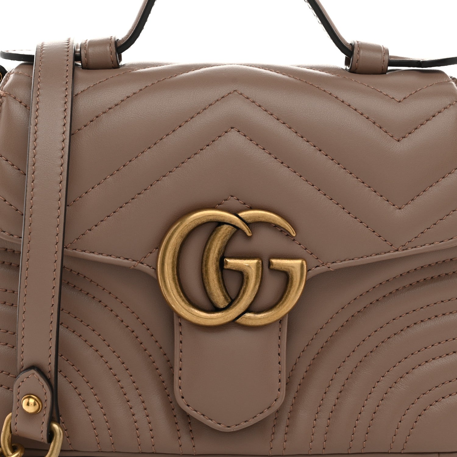 Gucci Calfskin Matelasse Mini GG Marmont Top Handle Shoulder Bag Porcelain Rose 8 of 10