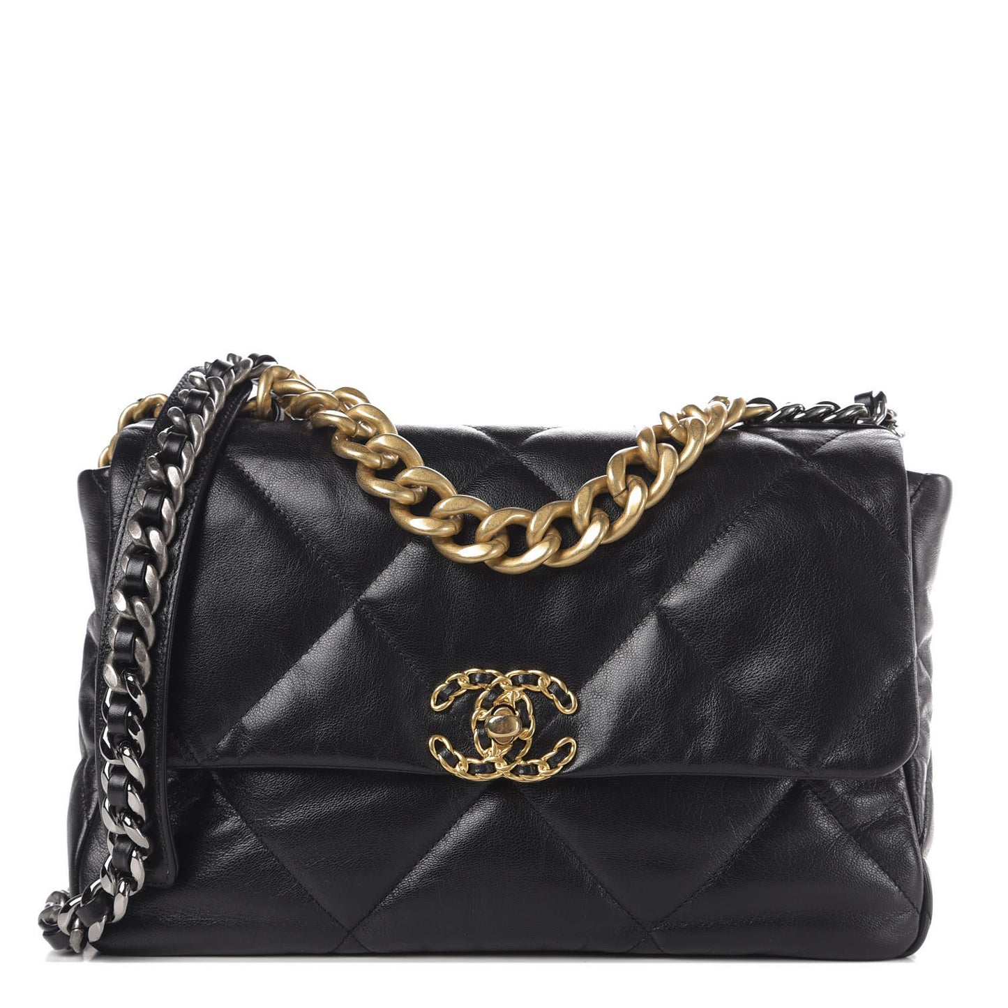 Goatskin Quilted Large 19 Flap Black