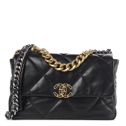Chanel Goatskin Quilted Large 19 Flap Black 1 of 10