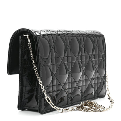 Christian Dior Patent Cannage Lady Dior Chain Pouch Black 3 of 10