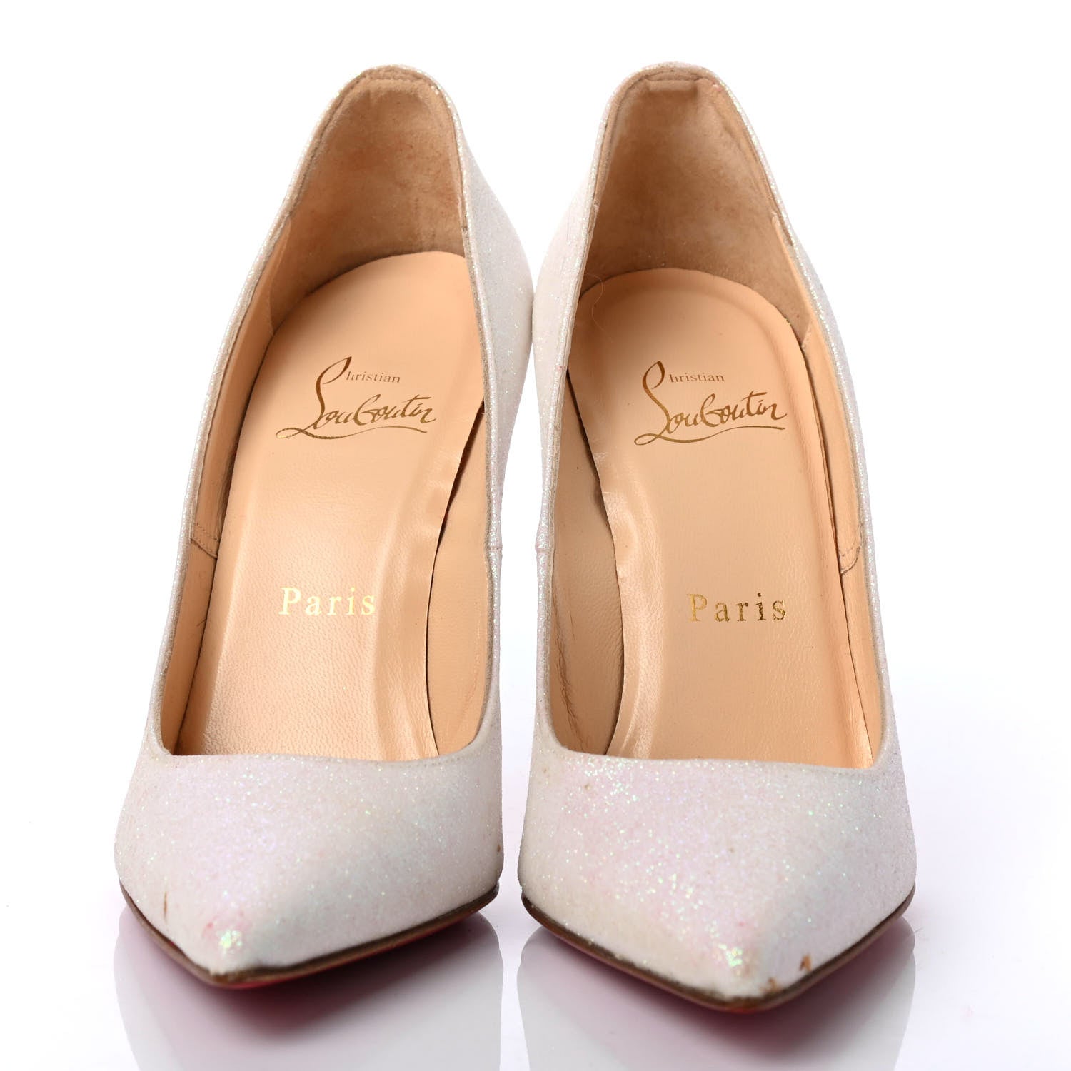 Christian Louboutin Glitter Mini Decollete 554 100 Pumps 36 Glacier 2 of 4