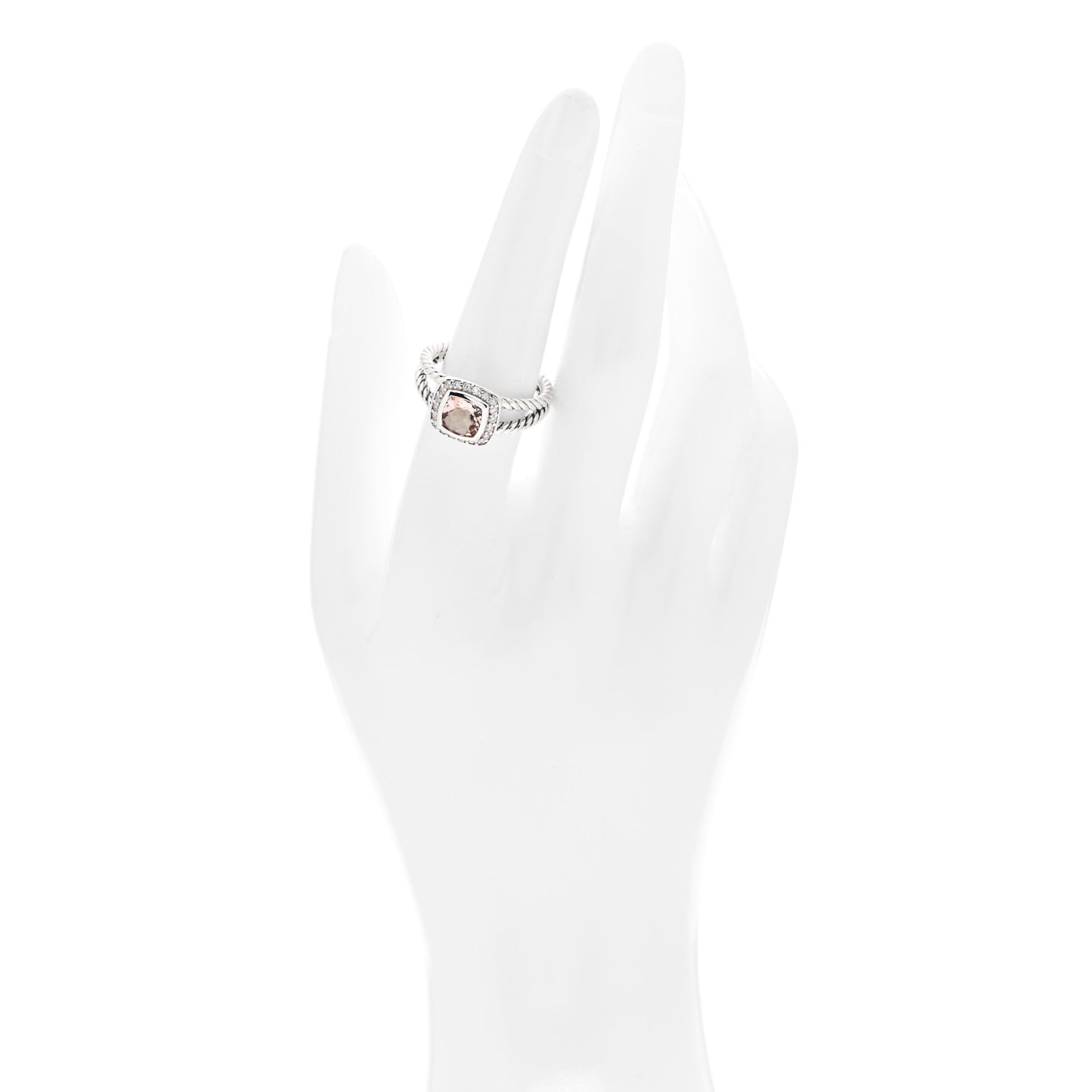 Sterling Silver Diamond Morganite 7mm Petite Albion Ring 57 8